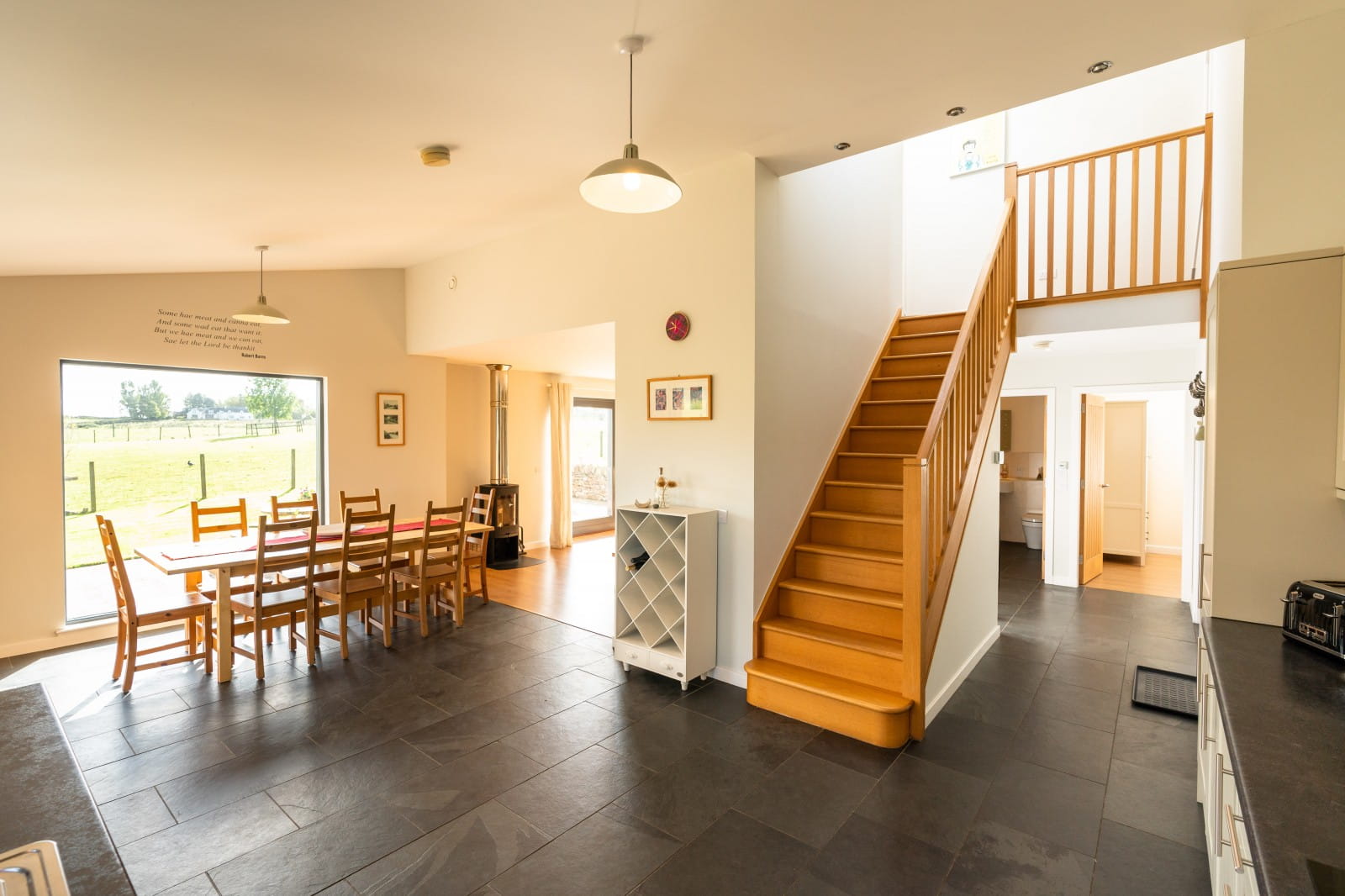 Dining and hall area from the kitchen